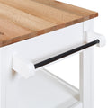 57 Inch Rolling Kitchen Island With Storage,Kitchen Cart With Solid Oak Wood Top,Two Sided Kitchen Island Cart On Wheels ,Wine And Spice Rack, Large Kitchen Cart With 2 Drawers, Milk White Natural Top White Natural Dining Room American Design Rectangular