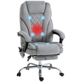 Vinsetto Massage Office Chair With 6 Vibration Points, Heated Reclining Computer Chair, Swivel Desk Chair With Adjustable Height And Footrest, Gray Gray Polyester