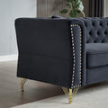 3 Seater 3 Seater Combination Sofa Tufted Couch With Rolled Arms And For Living Room, Bedroom, Office, Apartment, Four Pillows Black Foam Velvet