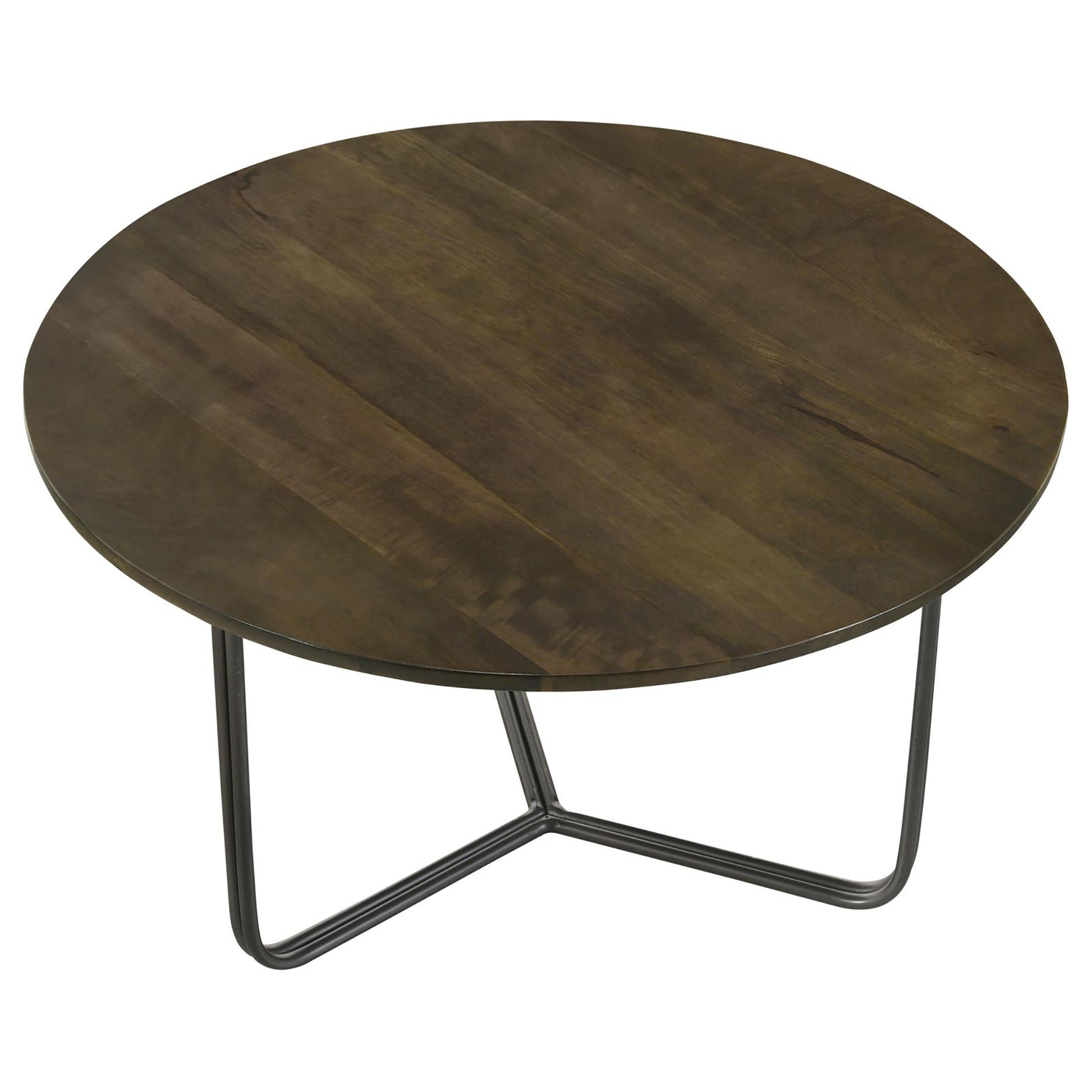 Natural And Gunmetal Top Accent Table Brown Primary Living Space Industrial Tabeltop Mango Round Coffee & End Tables Wood