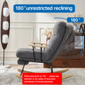 Modern Teddy Gliding Rocking Chair With High Back, Retractable Footrest, And Adjustable Back Angle For Nursery, Living Room, And Bedroom, Gray Gray Fabric