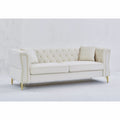 3 Seater 2 Seater Combination Sofa Tufted Couch With Rolled Arms And For Living Room, Bedroom, Office, Apartment, Four Pillows Beige Foam Velvet