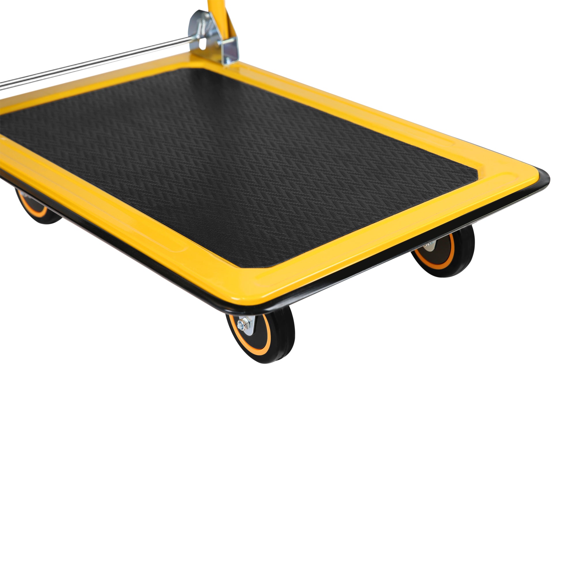 Moving Platform Hand Truck Home Large Foldable Push Cart Dolly 330 Lbs Capacity Heavy Duty Space Saving Collapsible Swivel Push Handle Flat Bed Wagon Yellow Steel