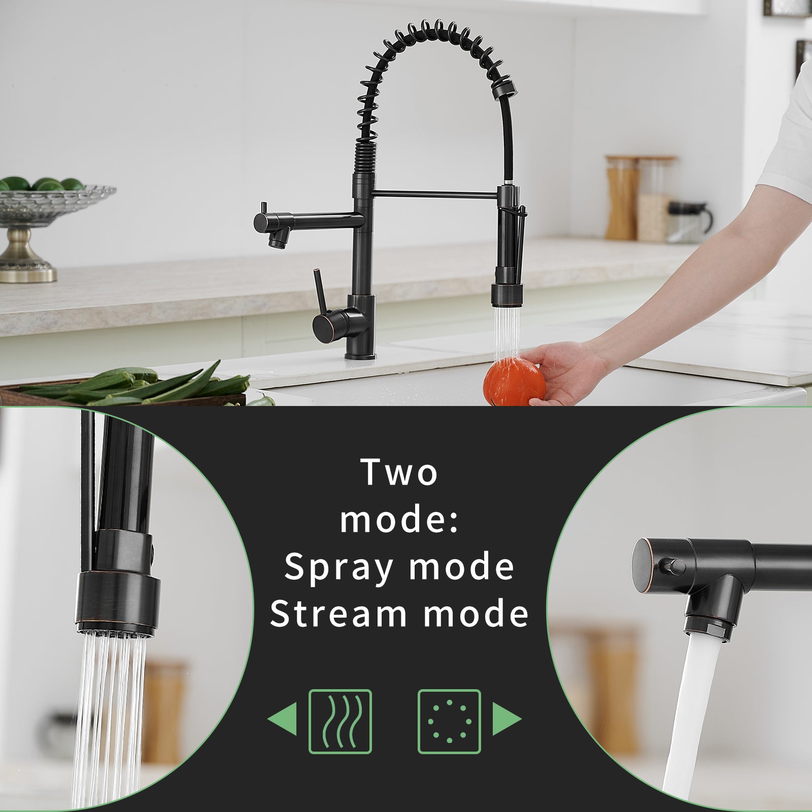 Commercial Kitchen Faucet With Pull Down Sprayer, Single Handle Single Lever Kitchen Sink Faucet Oil Rubbed Bronze Kitchen Contemporary Ceramic Brass