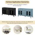 6 Drawer And 2 Cabinet Retro Sideboard With Extra Large Storage Space, With Gold Handles And Solid Wood Legs, For Kitchen And Living Room Black Black Solid Wood Mdf