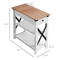 Homcom Side Table With Charging Station, End Table With 2 Usb Ports And 1 Outlet, Storage Shelves For Living Room, White White Mdf