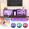 Tv Stand,Iron Tv Cabinet,Entertainment Center, Tv Set, Media Console, With Led Lights, Remote Control,Toughened Glass Stand,Can Be Placed In The Living Room, Bedroom, Color:Black With Marble Texture Black Primary Living Space 60 69 Inches 60 69 Inches 65