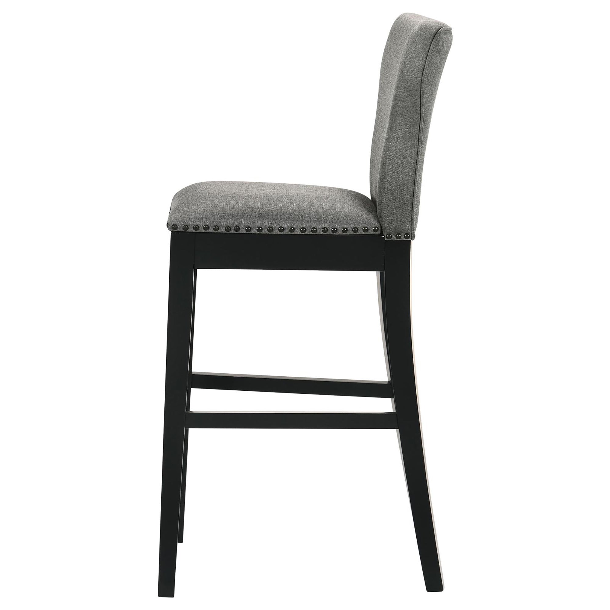 Grey and Black Stool with Nailhead Trim Set of 2 grey-dining room-wipe clean-transitional-bar
