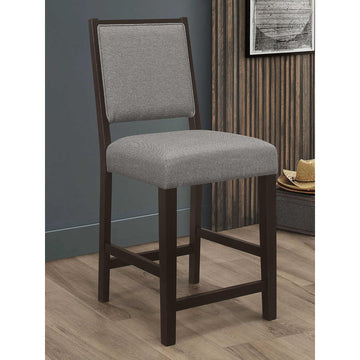 Grey And Espresso Stool With Footrest Set Of 2 Grey Espresso Dining Room Wipe Clean Transitional Bar Stools Open Back Wood