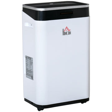 Homcom 2520 Sq. Ft Portable Electric Dehumidifier For Home, Bedroom Or Basements With 14 Pint Tank, 2 Speeds And 3 Modes, 42 Pt Day, White White Abs