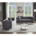 3 Seater 3 Seater Combination Sofa Tufted Couch With Rolled Arms And For Living Room, Bedroom, Office, Apartment, Four Pillows Grey Foam Velvet