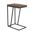 Rustic Herringbone Chevron Accent Table Brown Primary Living Space Industrial Tabeltop Rectangular Coffee & End Tables Metal