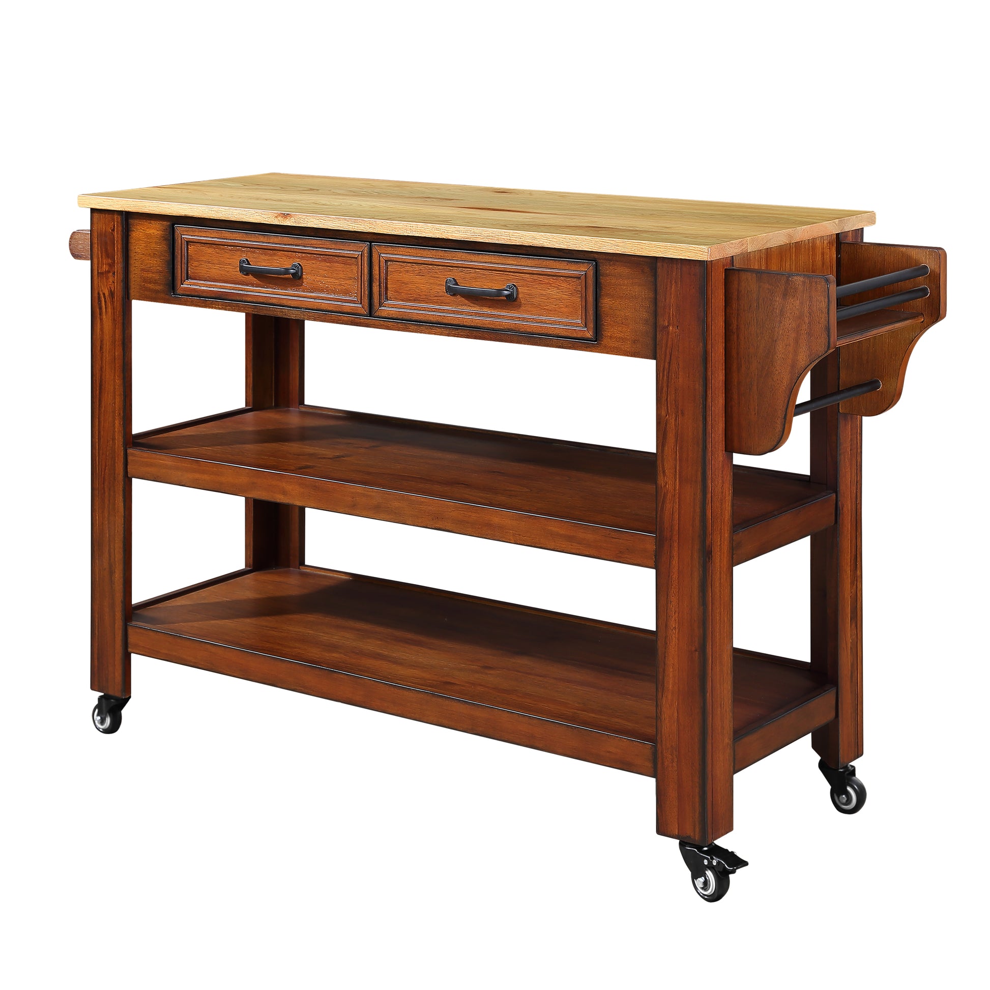 57 Inch Rolling Kitchen Island With