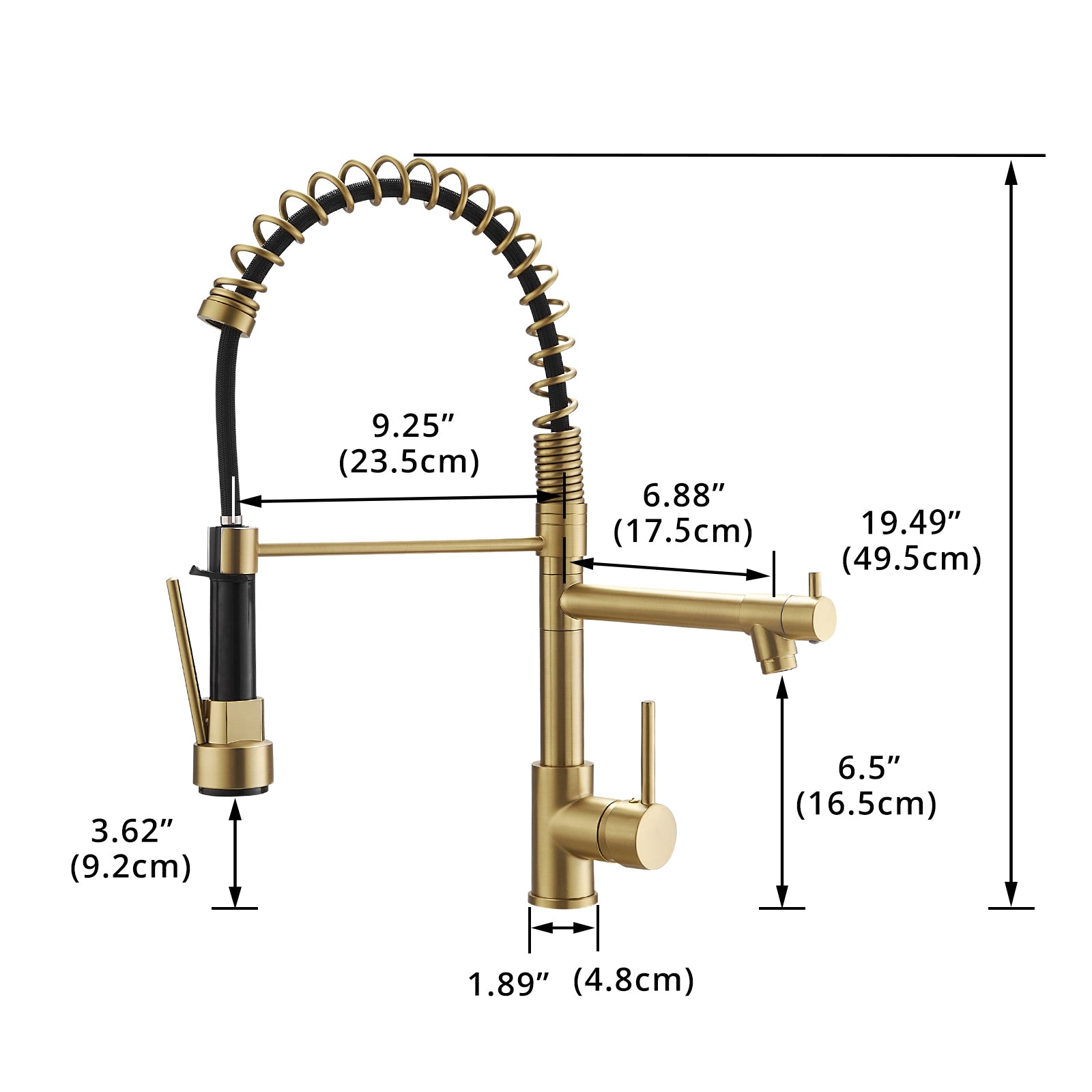 Commercial Kitchen Faucet With Pull Down Sprayer, Single Handle Single Lever Kitchen Sink Faucet Gold Kitchen Contemporary Ceramic Brass