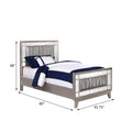 Metallic Twin Mercury Bed Twin Silver Wood Bedroom Glam Kids Faux Leather Wood