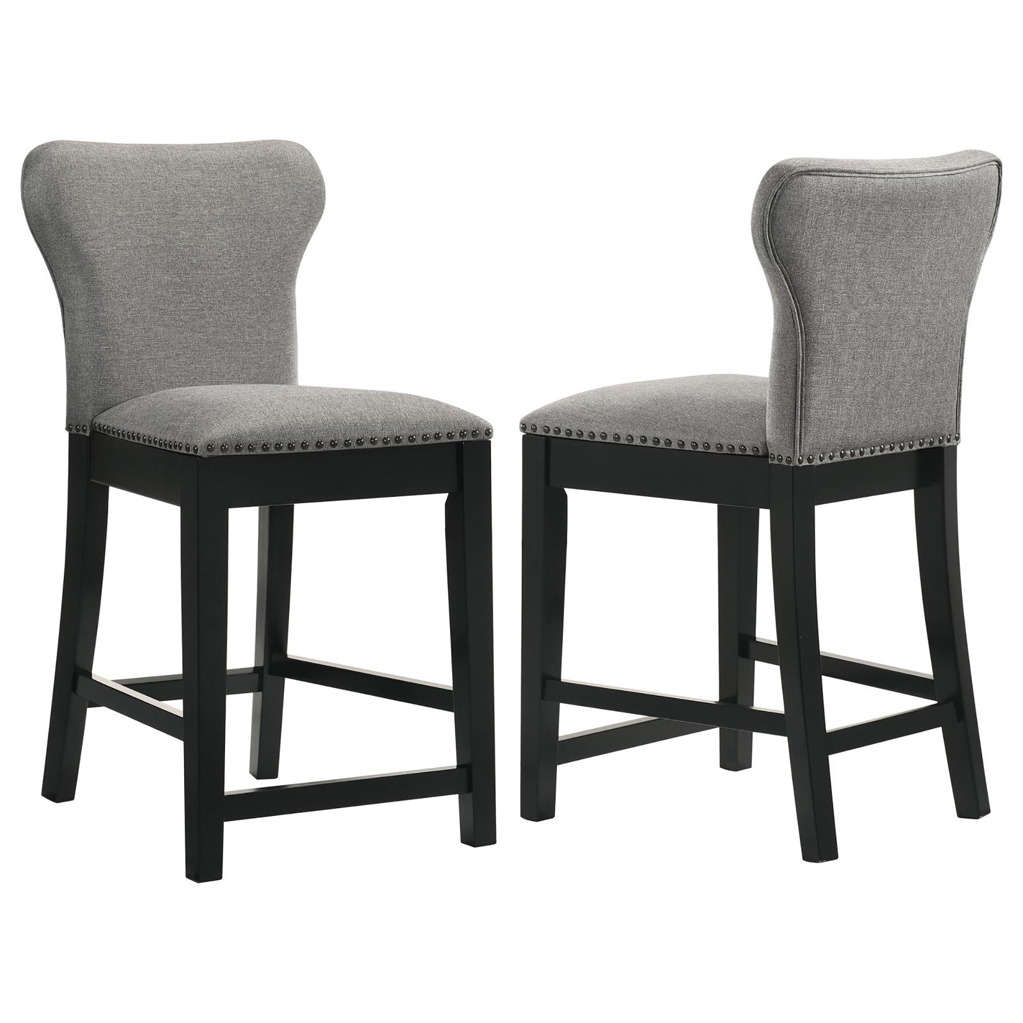 Grey and Black Stool with Nailhead Trim Set of 2 black-dining room-wipe clean-transitional-bar