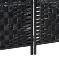 Homcom 6' Tall Wicker Weave 6 Panel Room Divider Privacy Screen Black Black Wood