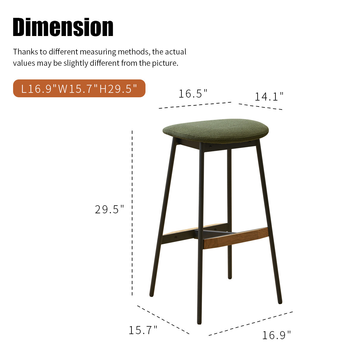 Modern Set Of 2 Bar Stools Comfortable & Stylish Counter Height And Bar Height Bar Stools,Soft Fabric Upholstered, Backless For Kitchen, Dining Room Bar Chairs Green Metal