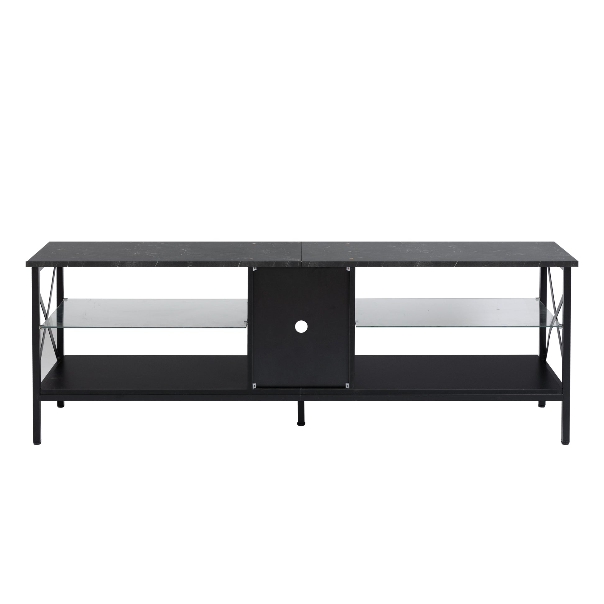 Tv Stand,Iron Tv Cabinet,Entertainment Center, Tv Set, Media Console, With Led Lights, Remote Control,Toughened Glass Stand,Can Be Placed In The Living Room, Bedroom, Color:Black With Marble Texture Black Primary Living Space 60 69 Inches 60 69 Inches 65