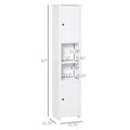 Homcom Tall Bathroom Storage Cabinet, Freestanding Linen Tower With 2 Tier Shelf And 2 Cabinets, Narrow Side Floor Organizer, White White Engineered Wood