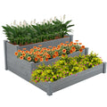 48.6 X 48.6 X 21In Raised Garden Bed Horticulture Outdoor Elevated Flower Box Tiered Garden Bed Wooden Vegetables Growing Planter For Backyard Patio Gardener Grey Aqua Grey Solid Wood