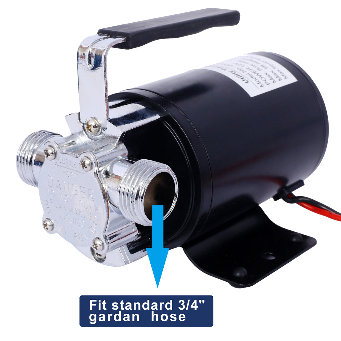 Dc 12 Volt 1 10Hp 330Gph Battery Powered Mini Portable Electric Utility Sump Transfer Water Pump With Water Hose Kit Black Black Steel