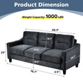 Couch Comfortable Sectional Couches And Sofas For Living Room Bedroom Office Small Space Black Wood Primary Living Space Soft Rubberwood Velvet 3 Seat