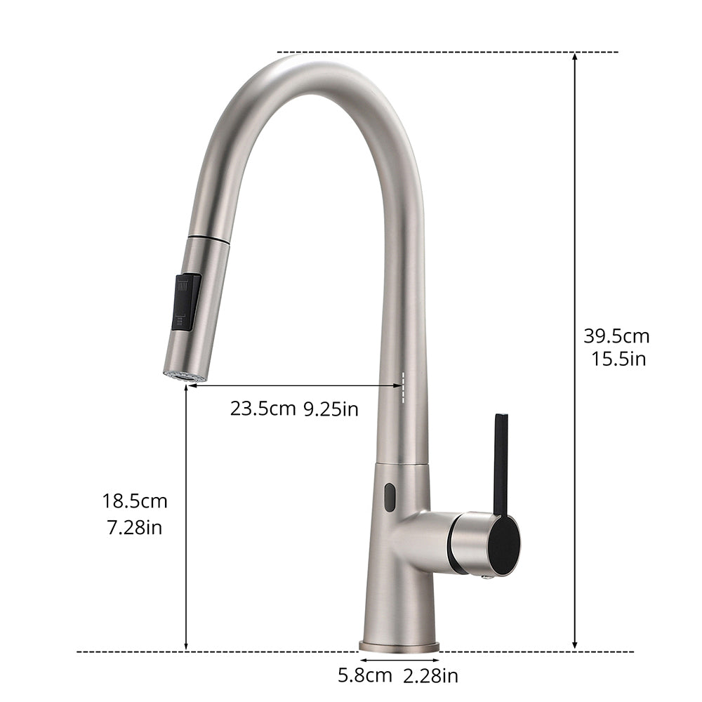 Touchless Kitchen Faucet,Hands Free Automatic Smart Kitchen Faucet Brushed Nickel Kitchen Contemporary Ceramic Zinc