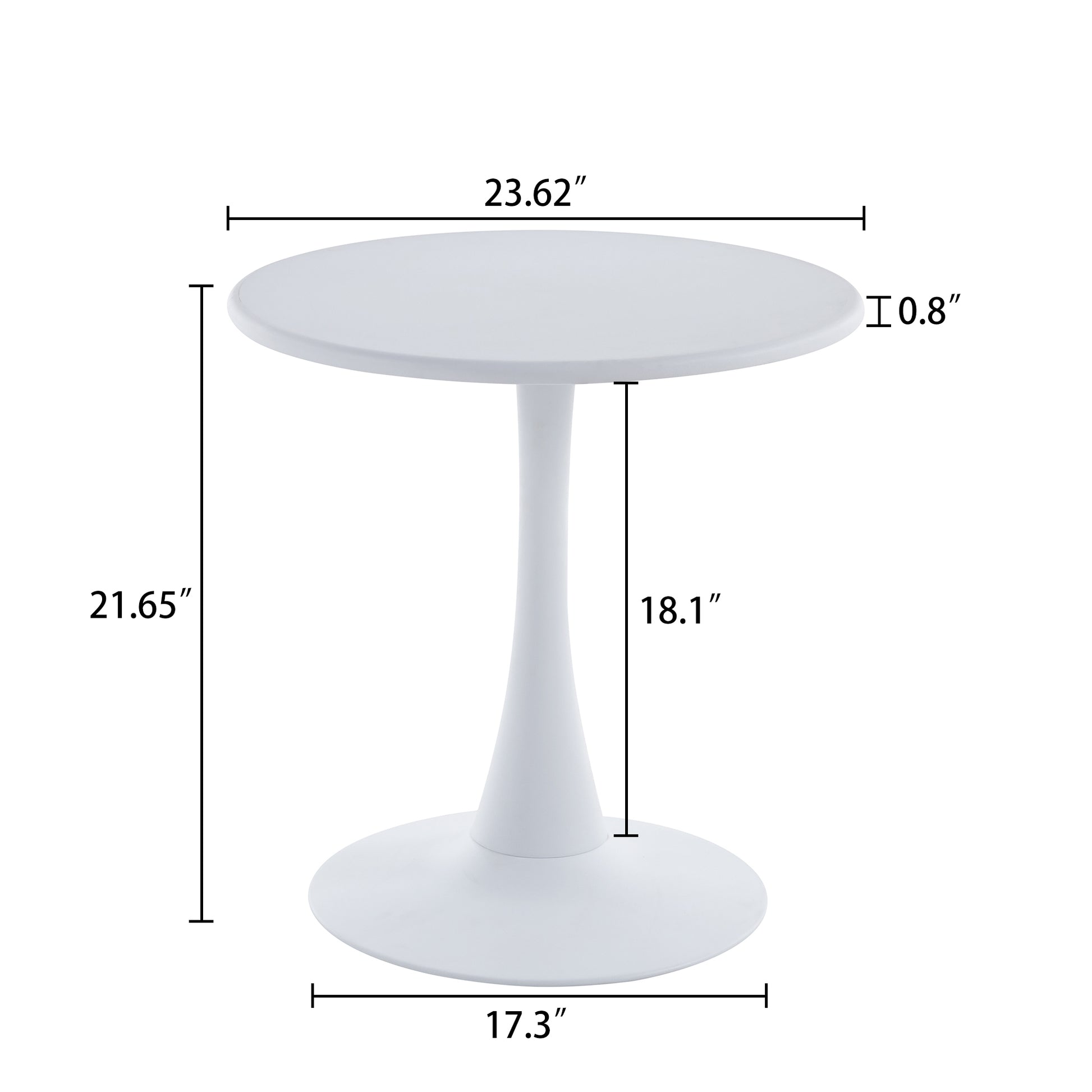Modern 23.6'' Diameter Solid Metal Base White Round End Table White Steel