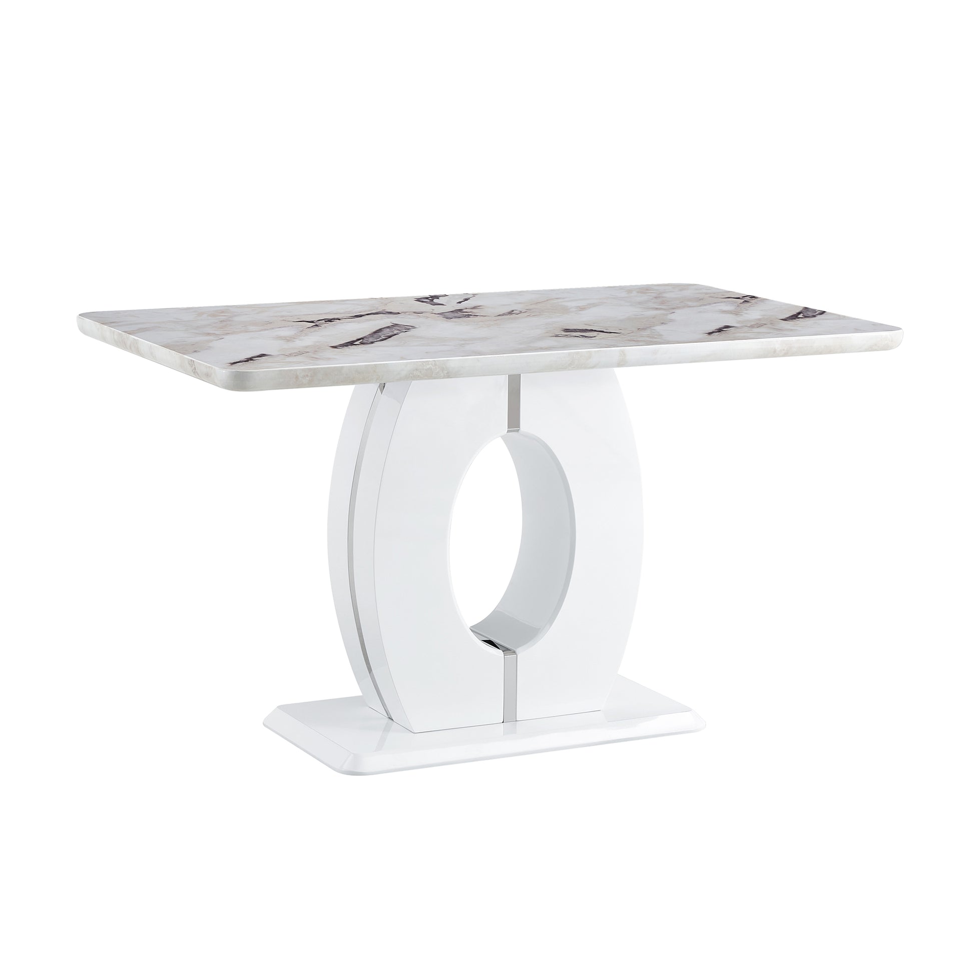 Modern Minimalist White Marble Patterned Dining Table, Bar Table. A Rectangular Office Desk. Game Table. Table. Used In Restaurants, Living Rooms, Terraces, Kitchens 63"*37"* 36.2" 1280 White Mdf