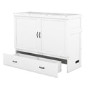 Queen Size Murphy Bed With Usb Port And A Large Drawer, White Queen White Solid Wood Mdf