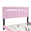 Pink Velvet Upholstered Bed Frame With Adjustable Features, Teenage Girl'S Favorite Pink Collection. Box Spring Not Required Queen Pink Wood Espresso Bedroom Minimalist,Shabby Chic,Ultra Modern Rubberwood Adjustable Bedbase Fiber Foam And Polyester Fiber