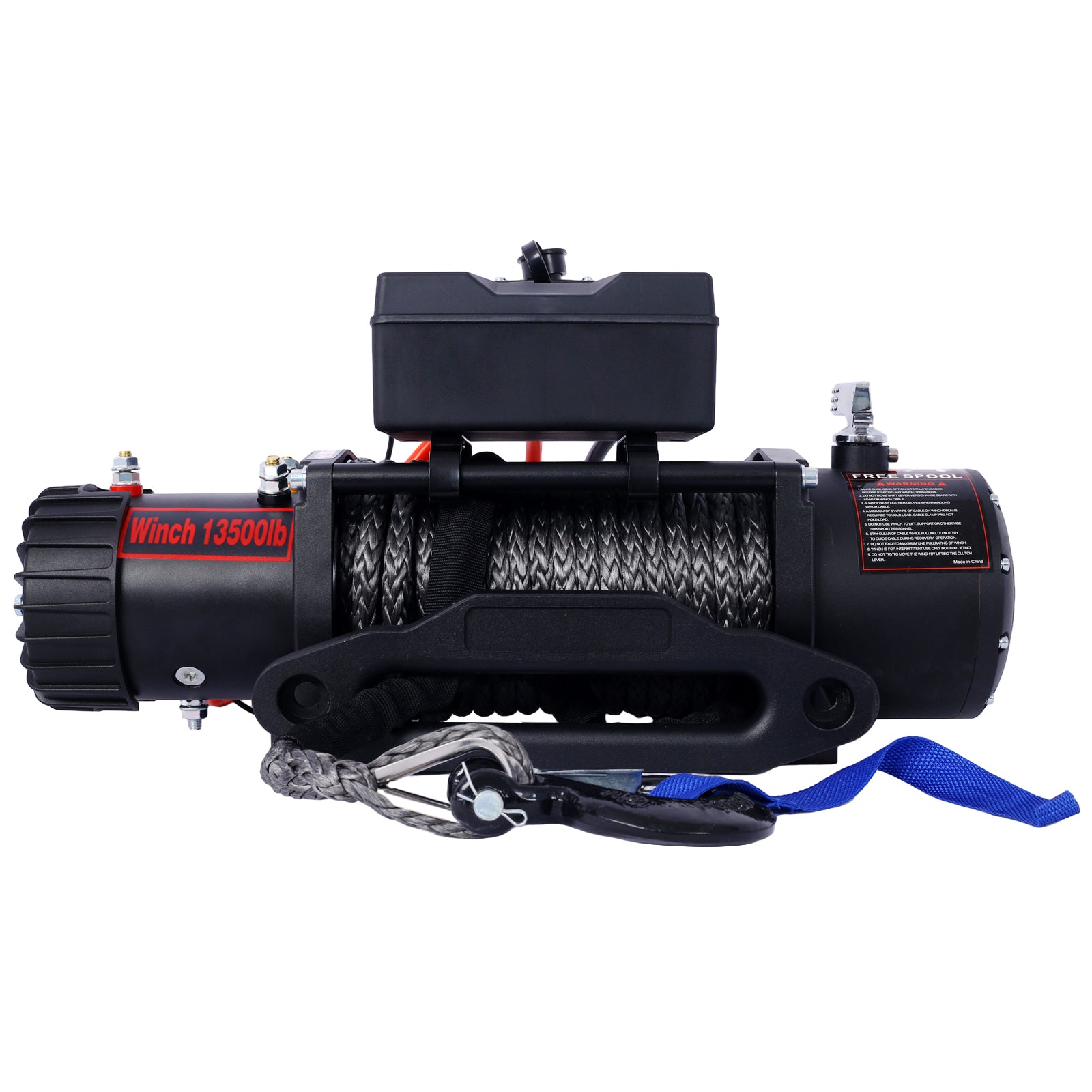 Winch 13500 Lb. Load Capacity Electric Winch 12V Dc Power For Towing Truck Off Road, With Wireless Remote Black Steel