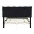 Queen Size Velvet Platform Bed With Led Frame And Stylish Mental Bed Legs, Gray Gray Velvet