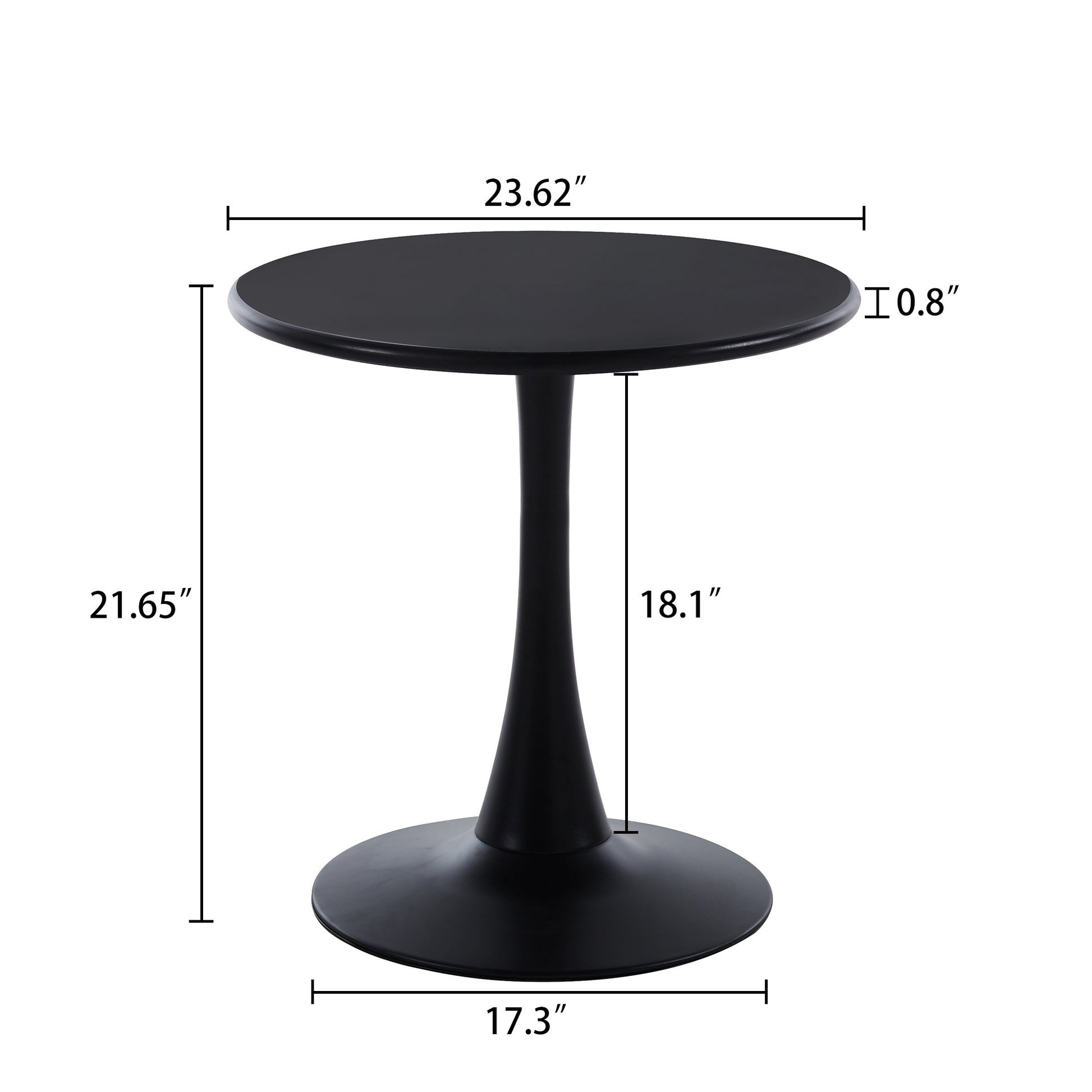 Modern 23.6'' Diameter Solid Metal Base Black Round End Table Black Steel