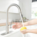 Touchless Kitchen Faucet,Hands Free Automatic Smart Kitchen Faucet Brushed Nickel Kitchen Contemporary Ceramic Zinc