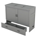 Queen Size Murphy Bed With Usb Port And A Large Drawer, Gray Gray Solid Wood Mdf
