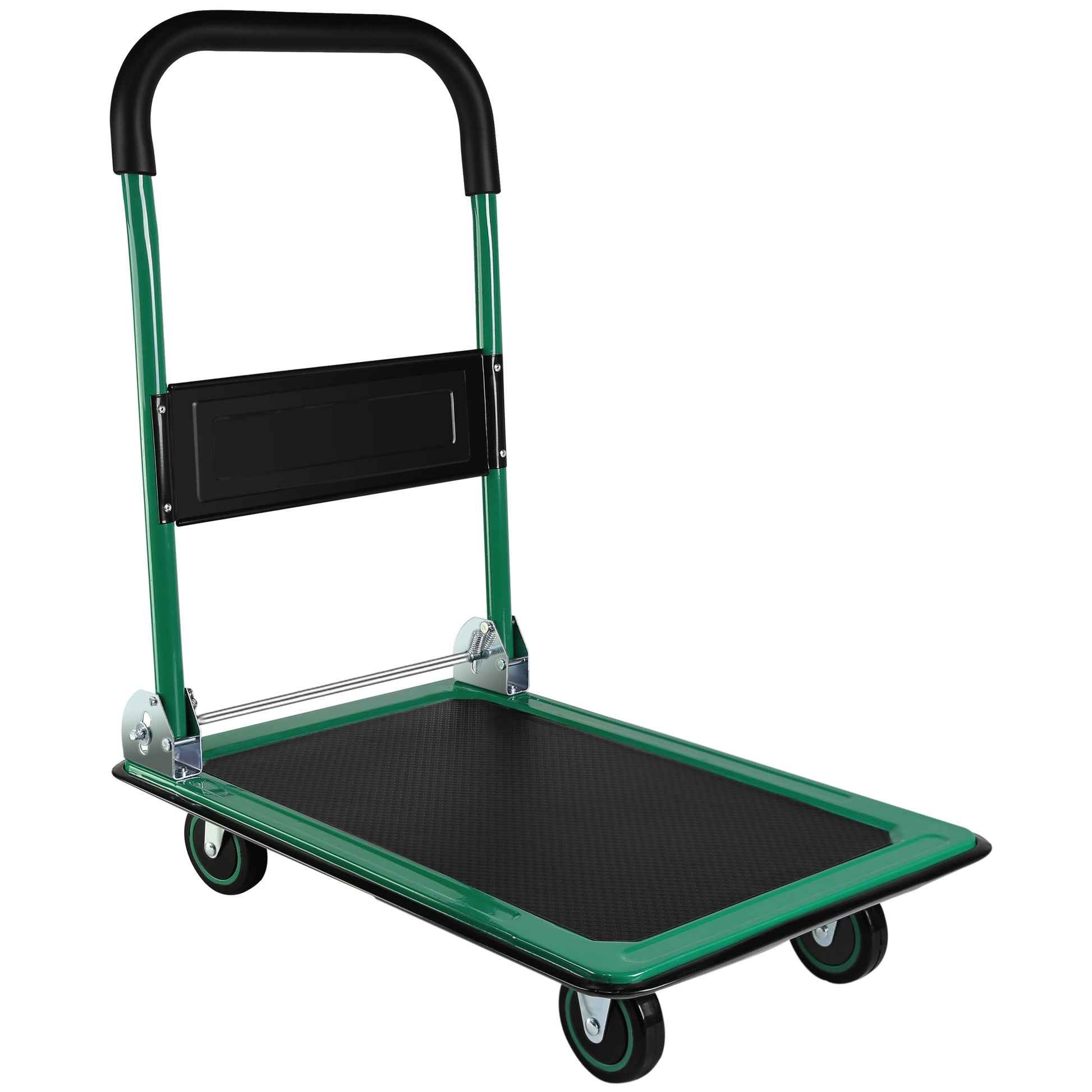 Push Cart Dolly, Moving Platform Hand Truck, Foldable For Easy Storage And 360 Degree Swivel Wheels With 330Lb Weight Capacity Green Steel