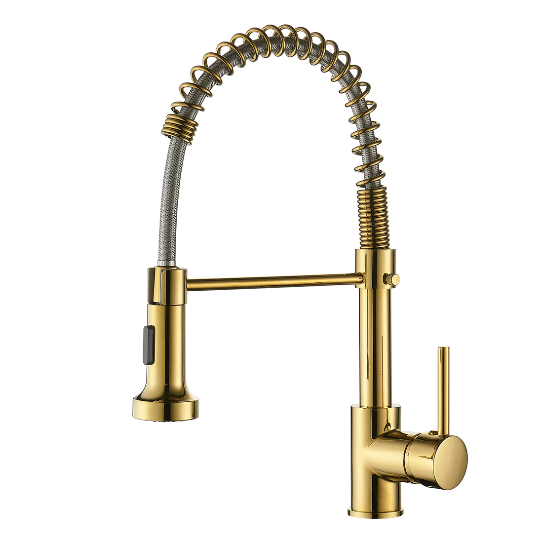 Commercial Kitchen Faucet With Pull Down Sprayer, Single Handle Single Lever Kitchen Sink Faucet Gold Kitchen Contemporary Ceramic Brass