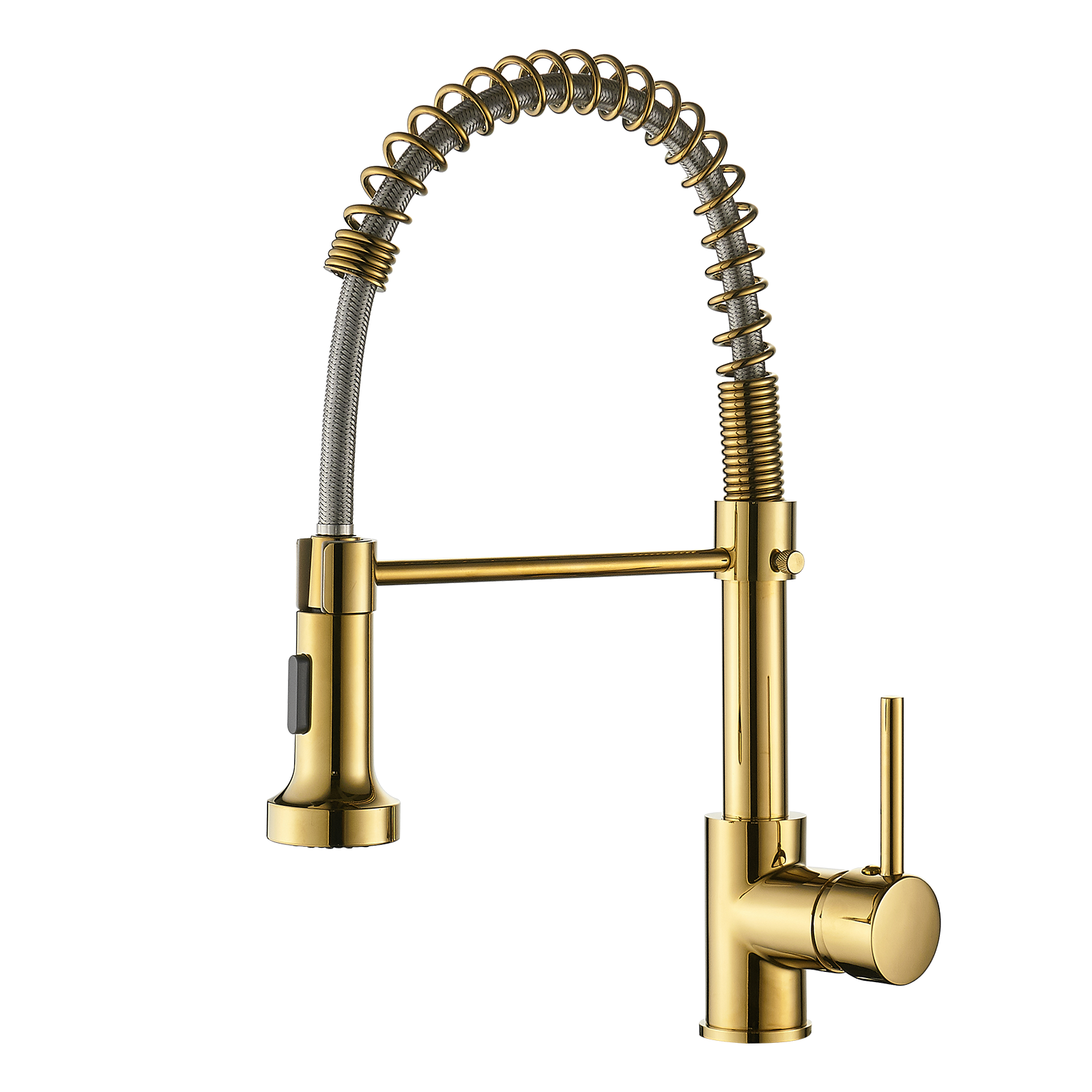 Commercial Kitchen Faucet With Pull Down Sprayer, Single Handle Single Lever Kitchen Sink Faucet Gold Kitchen Contemporary Ceramic Brass