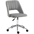 Vinsetto Modern Mid Back Office Chair With Velvet Fabric, Swivel Computer Armless Desk Chair With Hollow Back Design For Home Office, Grey Gray Polyester