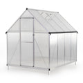 6X8 Ft Polycarbonate Greenhouse, Outdoor Walk In Green House With Vent Window, Hinged Door, Rain Gutter, Heavy Duty Aluminum Hot House For Backyard Garden Natural Aluminium