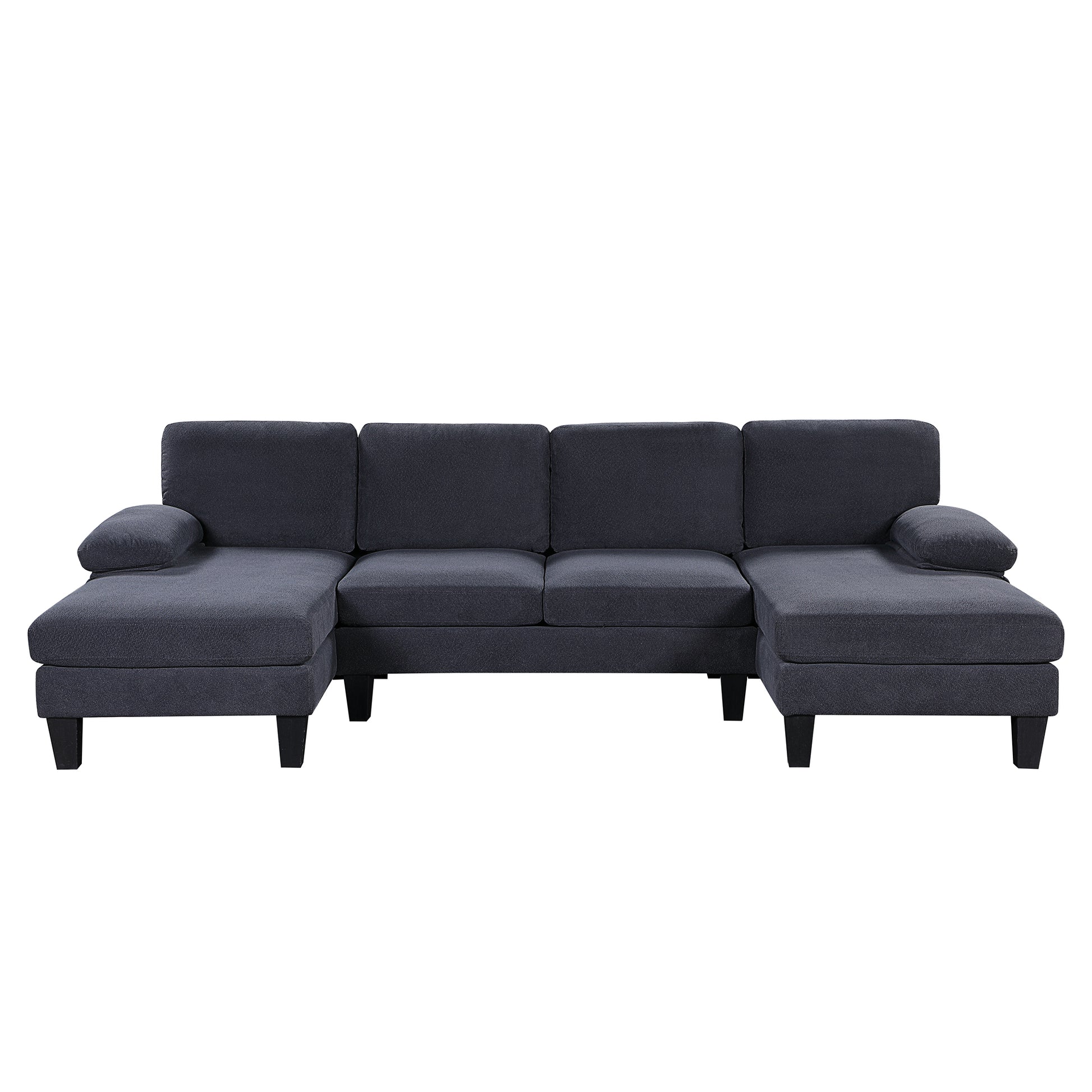 112*56" Granular Velvet Sofa,U Shaped Couch With Oversized Seat,6 Seat Sofa Bed With Double Chaise,Comfortable And Spacious Indoor Furniture For Living Room,Apartment,2 Colors Dark Gray Velvet 6 Seat