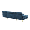 United Modern Large Chenille Fabric U Shape Sectional Sofa Blue Chenille