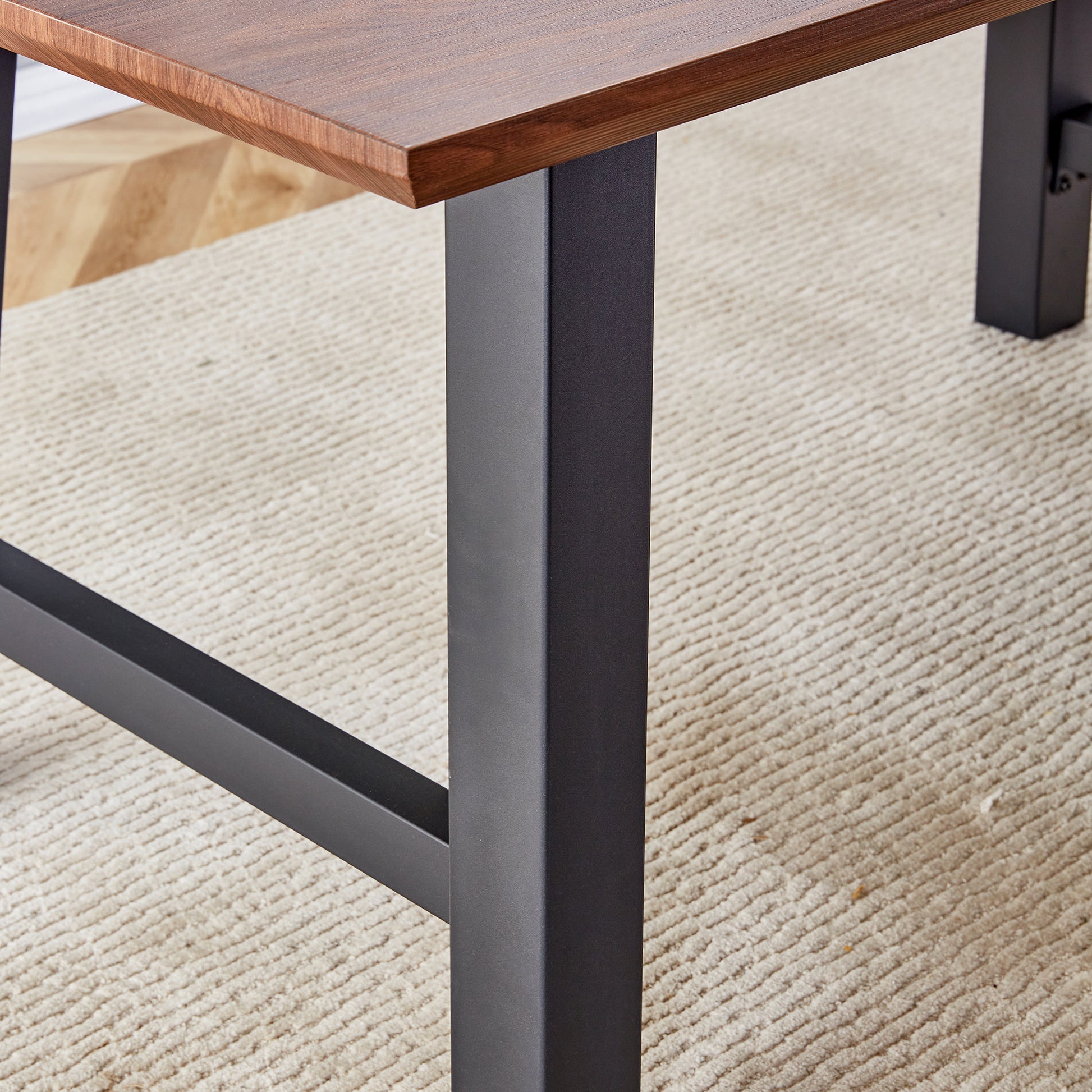 63 Inch Rectangle Dining Table Set For 4 6 People, Walnut Wood Effect, Suitable For Kitchens, Restaurants, And Living Rooms, 63" W X 35.43"D X 30" Dark Oak Dining Room Antique,Modern Kitchen & Dining Tables Mdf Steel