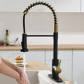 Touchless Kitchen Faucet,Hands Free Automatic Smart Kitchen Faucet Black Gold Kitchen Contemporary Ceramic Stainless Steel