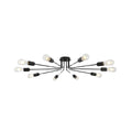 10 Light Sputnik Chandelier Black Ceiling Light Semi Flush Mount Light Ceiling Lamp Black Metal