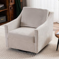 Large Swivel Chair, Upholstered Armchair, Modern Chair, Skin Friendly Gradient Color Linen Fabric, Comfortable To Sit. Suitable For Reception Living Room, Beige Beige Fabric