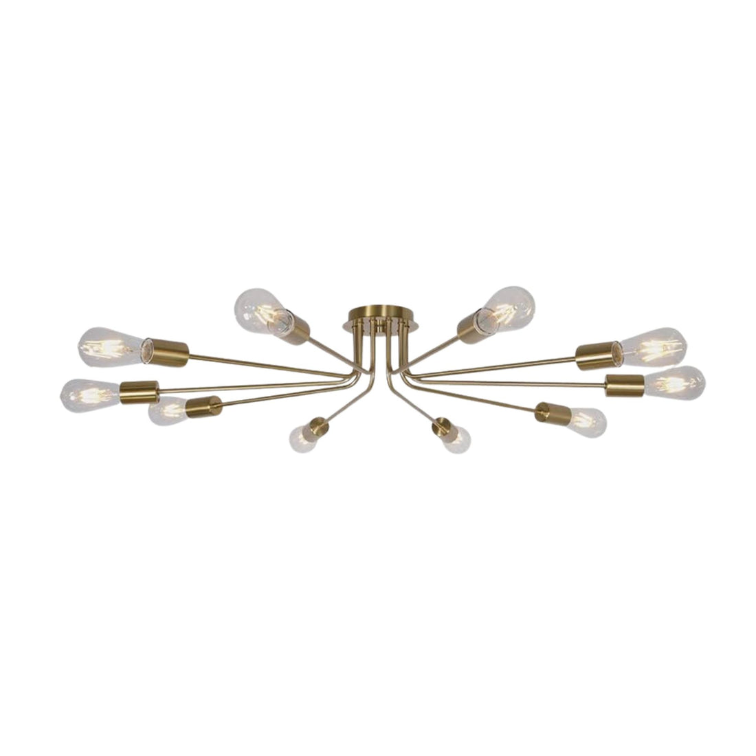 10 Light Sputnik Chandelier Brushed Gold Ceiling Light Semi Flush Mount Light Ceiling Lamp Brushed Gold Metal