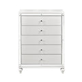 Modern Glamorous Bedroom Chest Of 5X Drawers 1Pc Metallic White Finish Alligator Textured Fronts Mirror Trim Wooden Furniture White Bedroom Glam,Modern Wood